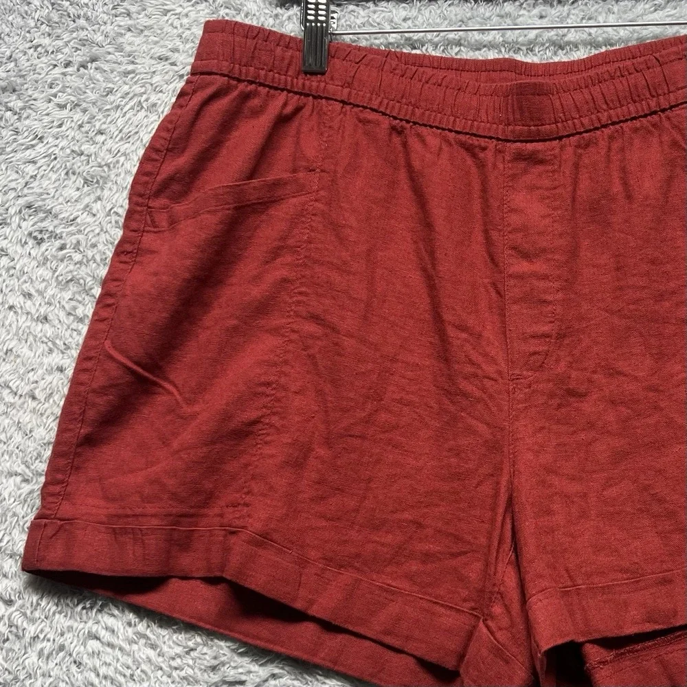 Old Navy Shorts Womens Large Red Linen Blend Pull On Hi Rise Beach Resort Casual